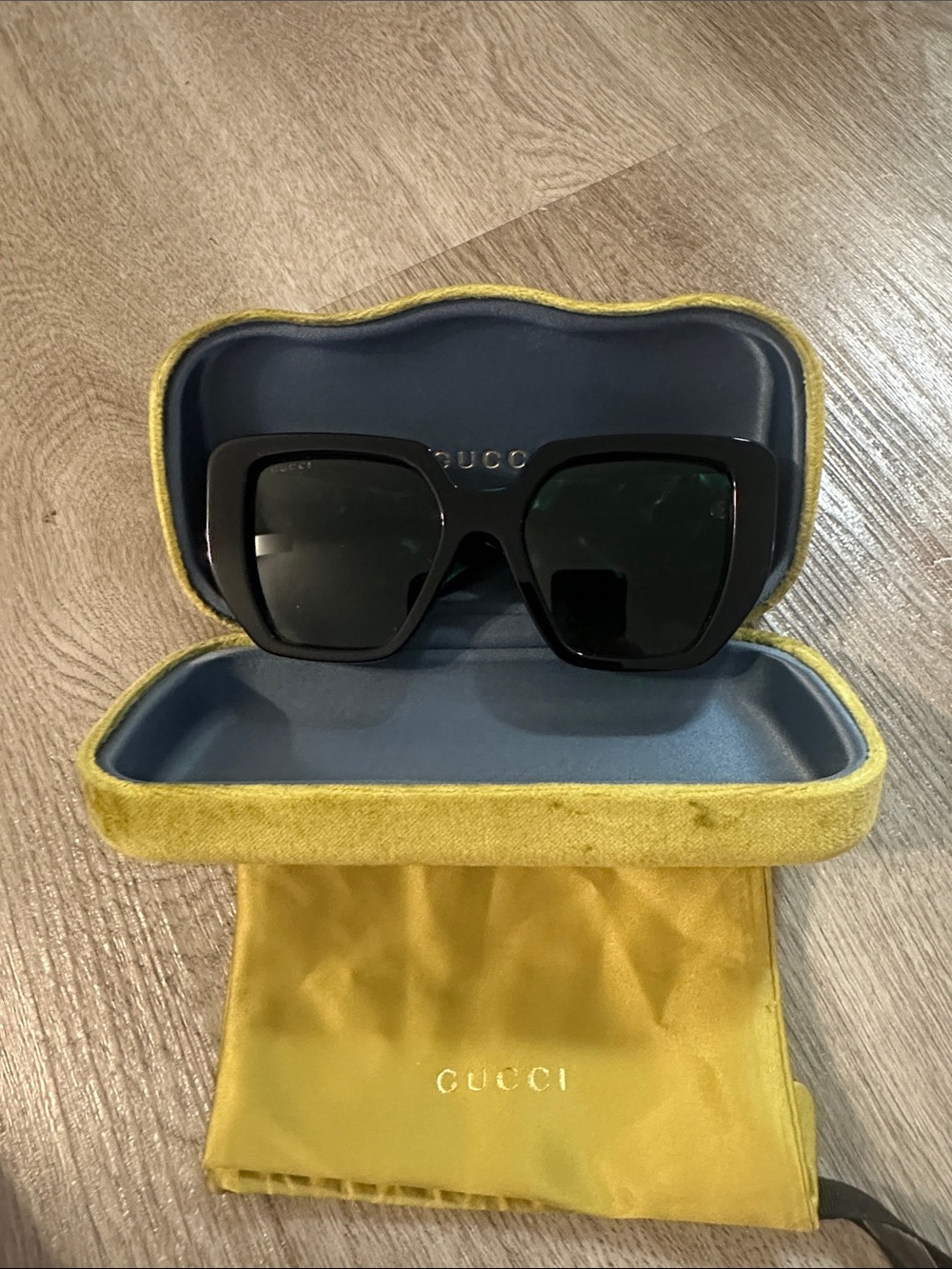 Gucci Glossy Black Oversized Square Sunglasses